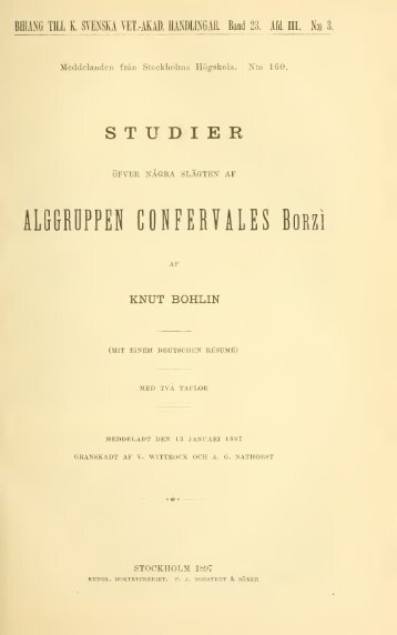 Bihang till Kongl. Svenska vetenskaps-akademiens ... - Algaebase