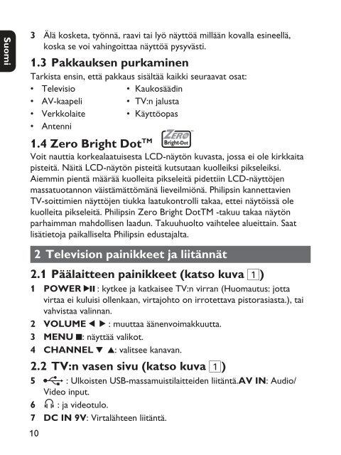 Philips TV portatile - Istruzioni per l'uso - FIN