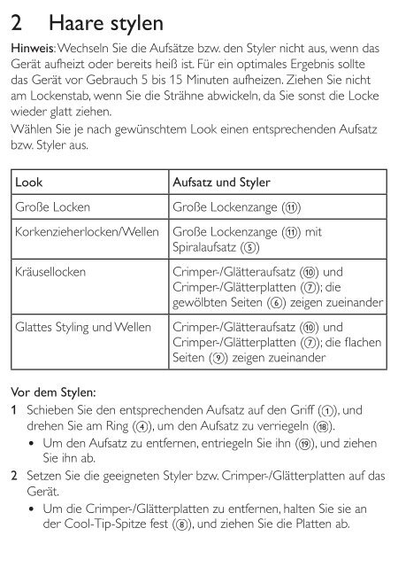 Philips SalonMultistylist Multi-styler - Istruzioni per l'uso - DEU