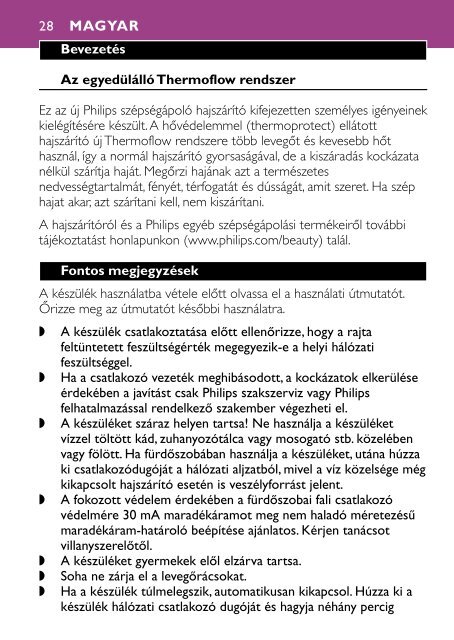 Philips Asciugacapelli - Istruzioni per l'uso - RON