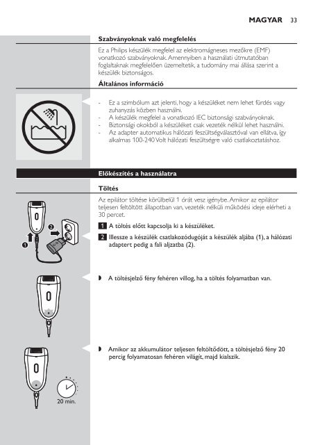 Philips SatinSoft Epilatore - Istruzioni per l'uso - HUN