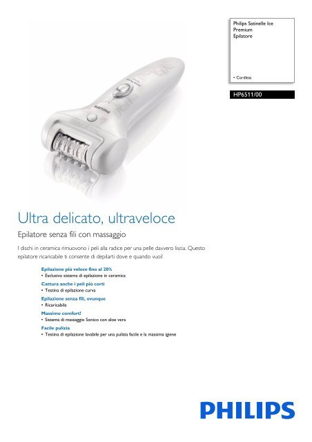 Philips Satinelle Ice Premium Epilatore - Scheda tecnica - ITA