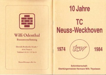 Clubheft des TCW - Ausgabe für 1984