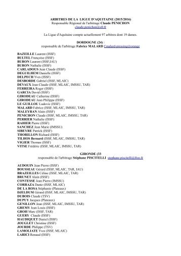 ARBITRES DE LA LIGUE D.odt - Ligue rÃ©gionale de tir Aquitaine