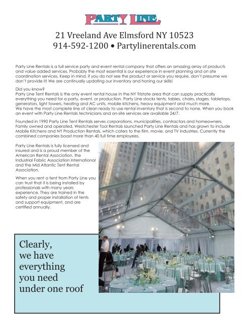 Rental Company - Party Line Rentals