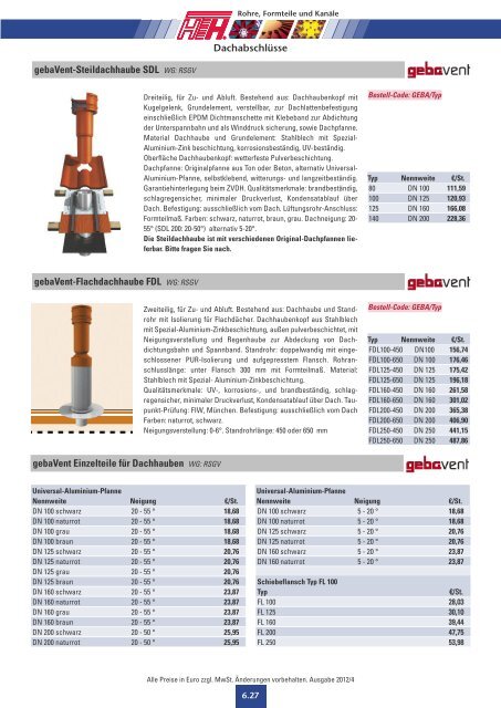 Technische Preisliste Kapitel 06 - 2012/04