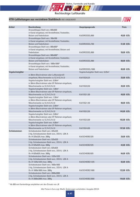 Technische Preisliste Kapitel 06 - 2012/04