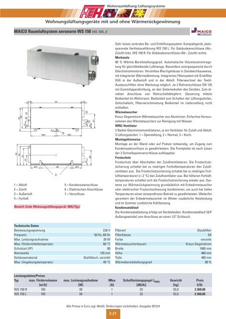 Technische Preisliste Kapitel 02 - 2012/04