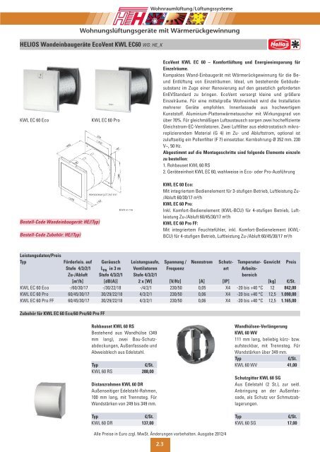 Technische Preisliste Kapitel 02 - 2012/04