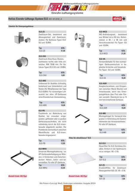 Technische Preisliste Kapitel 02 - 2012/04