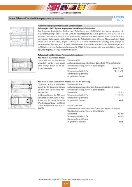 Technische Preisliste Kapitel 02 - 2012/04