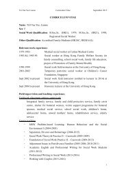 curriculum vitae - Department of Social Work and Social Administration