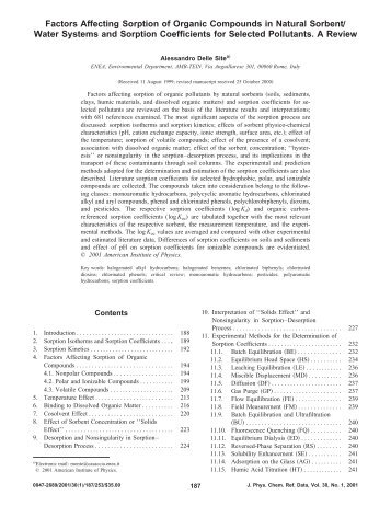 Factors Affecting Sorption of Organic Compounds in Natural ... - NIST