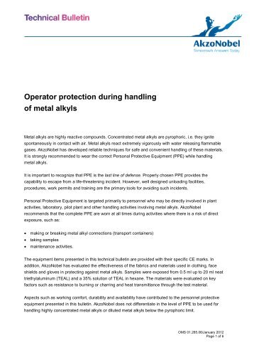 Operator Protection during Handling of Metal Alkyls - AkzoNobel