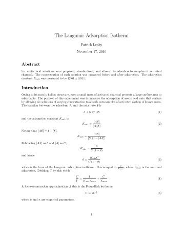 The Langmuir Adsorption Isotherm