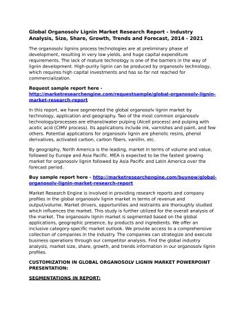 Organosolv Lignin Market