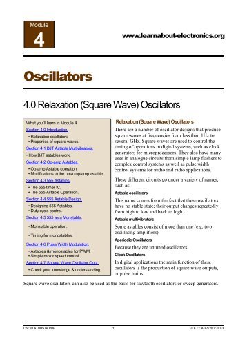 Oscillators 04 - Learn About Electronics