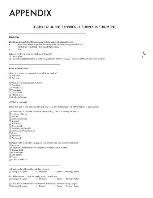 LGBTQ+ STUDENT EXPERIENCE SURVEY REPORT