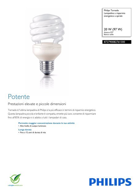 Philips Tornado Lampadina A Risparmio Energetico, 12W, E14, Luce Diurna 865, Bianco, Fino A 10 Anni Di Durata