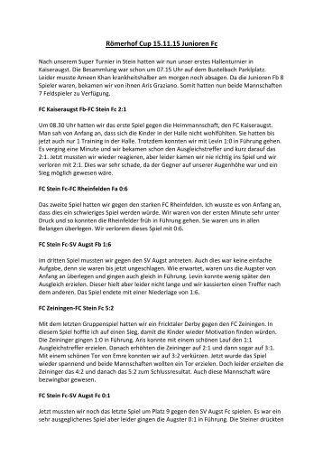 Bericht Römerhof Cup 15.11.15
