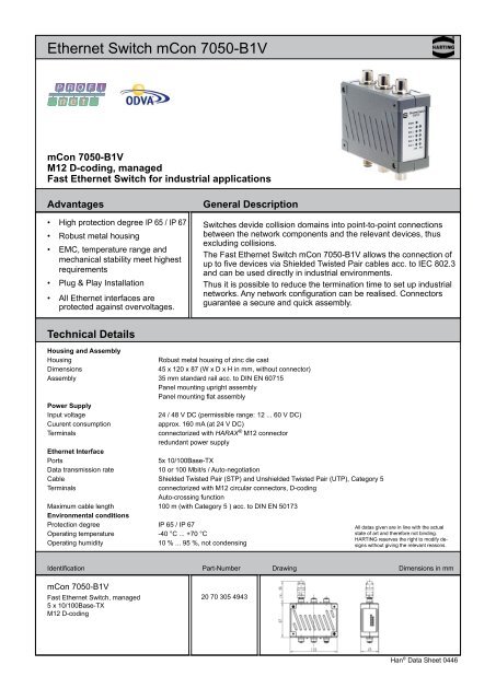 Ethernet Switch mCon 7050-B1V - Harting KG