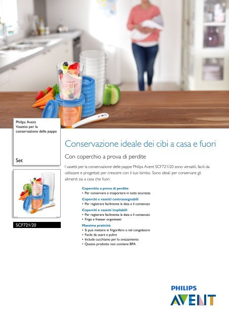 Philips Avent Vasetto per la conservazione delle pappe - Scheda tecnica - ITA