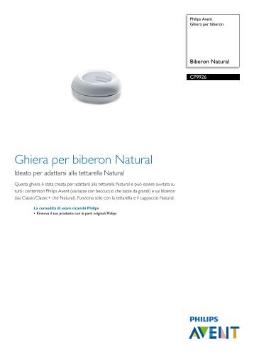 Philips Avent Ghiera per biberon - Scheda tecnica - ITA