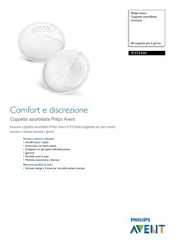 Philips Avent Coppette assorbilatte monouso - Scheda tecnica - ITA