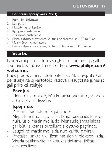 Philips Avent Scaldabiberon veloce - Istruzioni per l'uso - SLK
