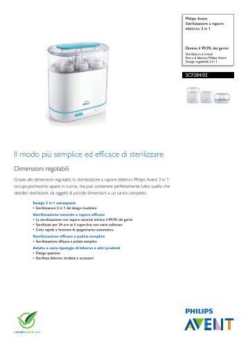 Philips Avent Sterilizzatore a vapore elettrico 3 in 1 - Scheda tecnica - ITA