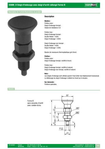 03089_B Doigt d’indexage avec doigt d'arrêt rallongé Forme B