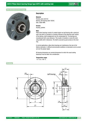 24212 Pillow block bearing flange type UCFC with centring hub