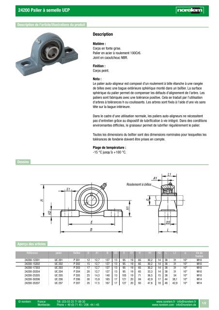 24200 Palier à semelle UCP