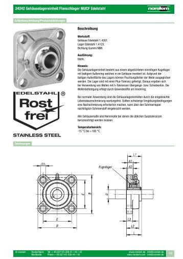 24242 Gehäuselagereinheit Flanschlager MUCF Edelstahl