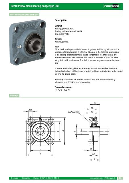 24210 Pillow block bearing flange type UCF