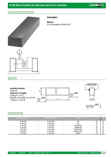 01160 Block machined all sides grey cast iron or aluminium