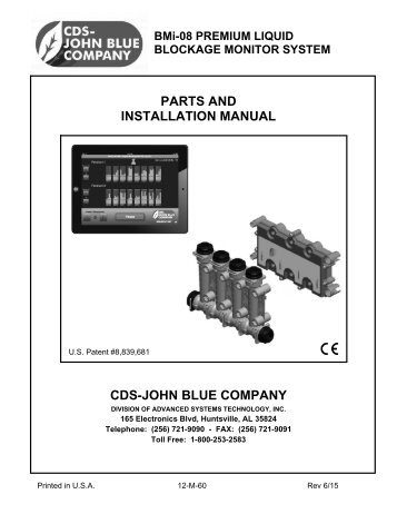 PARTS AND INSTALLATION MANUAL CDS-JOHN BLUE COMPANY