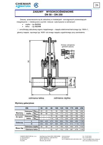 dn 250 - CHEMAR ARMATURA Sp. z oo