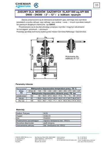 DN300 / 2” – 12” - CHEMAR ARMATURA Sp. z oo