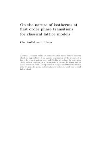 On the nature of isotherms at first order phase transitions for ...