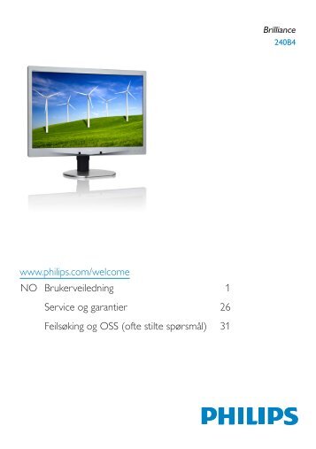 Philips Brilliance Monitor LCD con PowerSensor - Istruzioni per l'uso - NOR