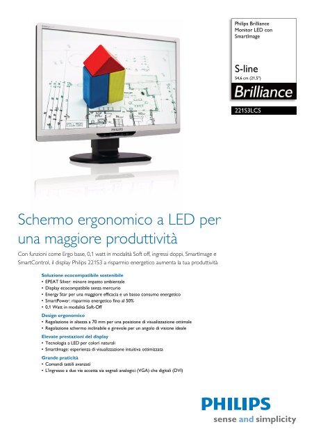 Philips Brilliance Monitor a LED - Scheda tecnica - ITA