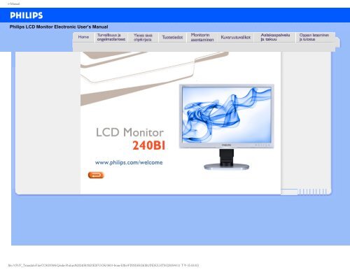 Philips Brilliance Monitor LCD con base Ergo, USB, audio - Istruzioni per l'uso - FIN