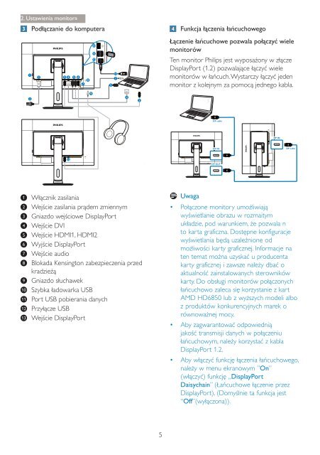 Philips Brilliance Monitor LCD con webcam e MultiView - Istruzioni per l'uso - POL