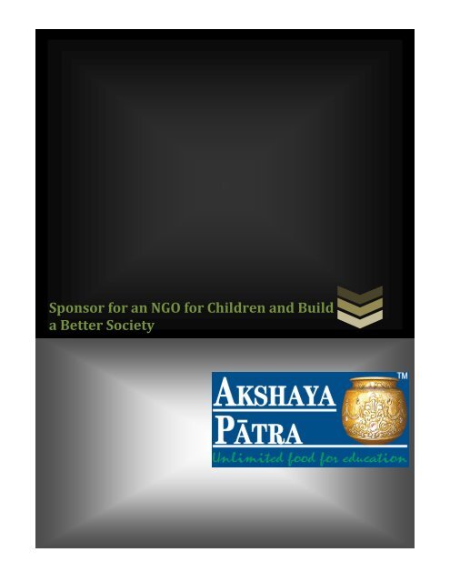 Sponsor for an NGO for Children and Build a Better Society