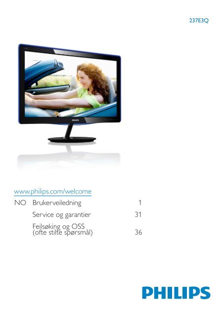 Philips Monitor LCD IPS, retroilluminazione a LED - Istruzioni per l'uso - NOR