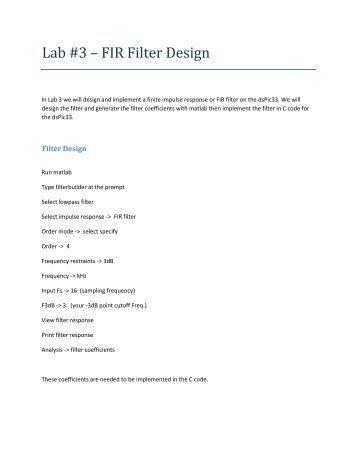 Lab #3 – FIR Filter Design