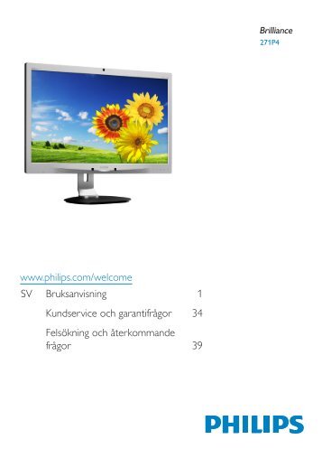 Philips Brilliance Monitor LCD AMVA, retroilluminazione a LED - Istruzioni per l'uso - SWE
