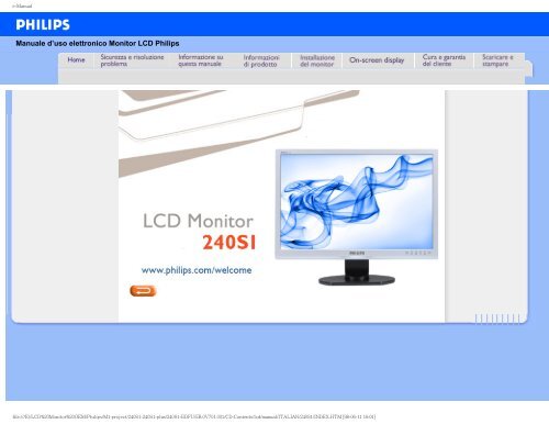 Philips Brilliance Monitor LCD con SmartImage - Istruzioni per l'uso - ITA