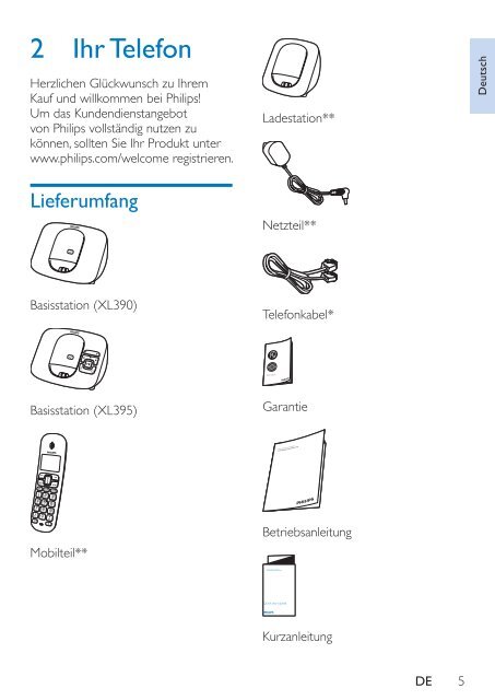 Philips Telefono cordless con segreteria - Istruzioni per l'uso - DEU